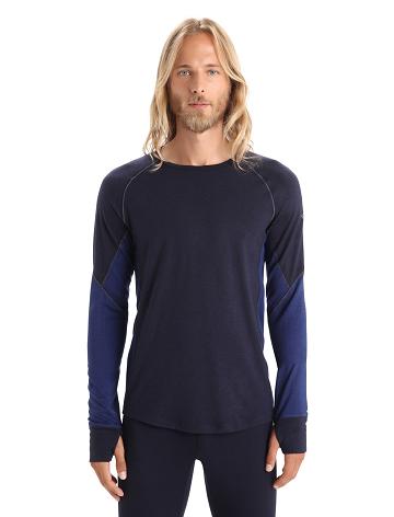 Midnight Navy / Royal Navy Men's Icebreaker BodyfitZone™ Merino 260 Zone Long Sleeve Crewe Thermal Top Base Layers | USA 1381DFMN